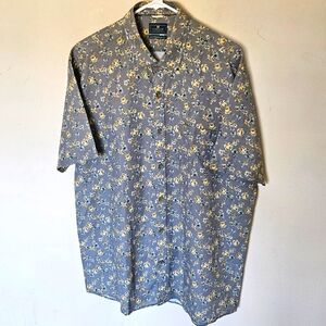 NWOT Linen Club Studio Floral Button Down Short Sleeve Shirt  - Size XL